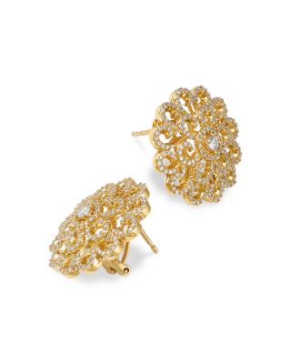 Diamond Filigree Statement Earrings in 14K Yellow Gold, 1.0 tcw