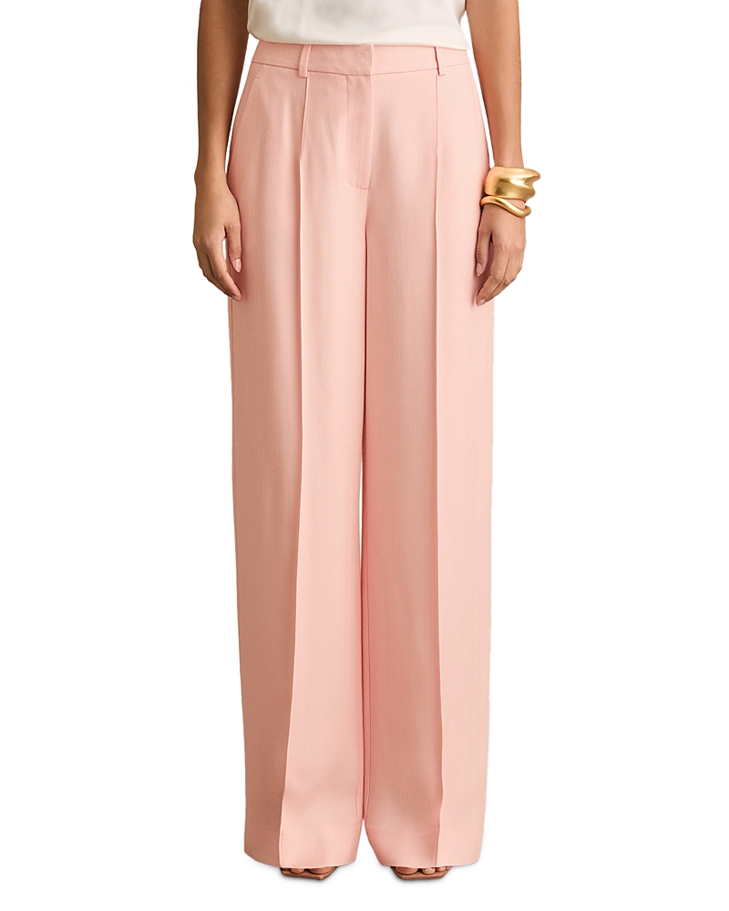 Reiss Womens Pink Billie Double-pleat Wide-leg Woven Trousers In Pink