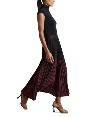 【REISS】Marlie プリーツマキシスカート バーガンディ/ブラック Next：日本 バーガンディー / ブラック - Reiss Marlie Ombré