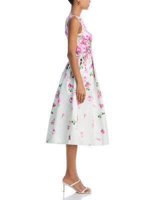 Floral Print Mikado Cocktail Dress