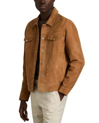 REISS - Eden Suede Press Stud Jacket