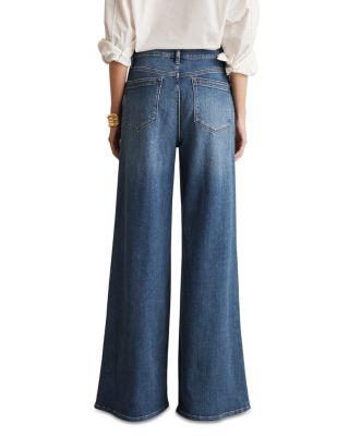 Heather High Rise Wide Leg Jeans in Mid Blue