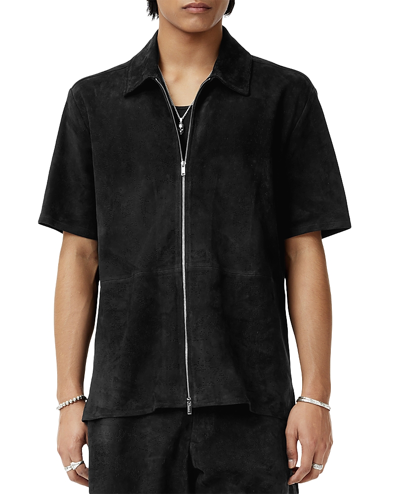 John Varvatos Wade Suede Perforated Short Sleeve Shirt