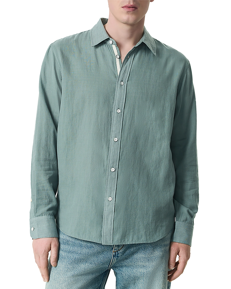 Rag & Bone Finch Gauze Stripe Casual Button Down In Stone Blue