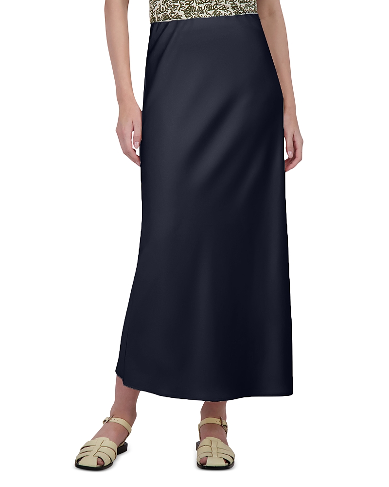 Point Satin Slip Skirt In Dusk Navy