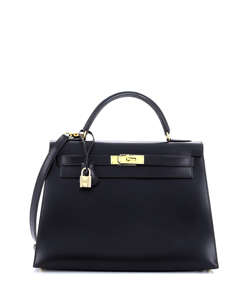 Pre-owned Pre-owned Hermes Hermes Kelly 32 Handbag Black Box Calf With Gold Hardware In Noir