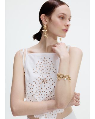 Imitation Pearl Seaside Motif Charm Bracelet