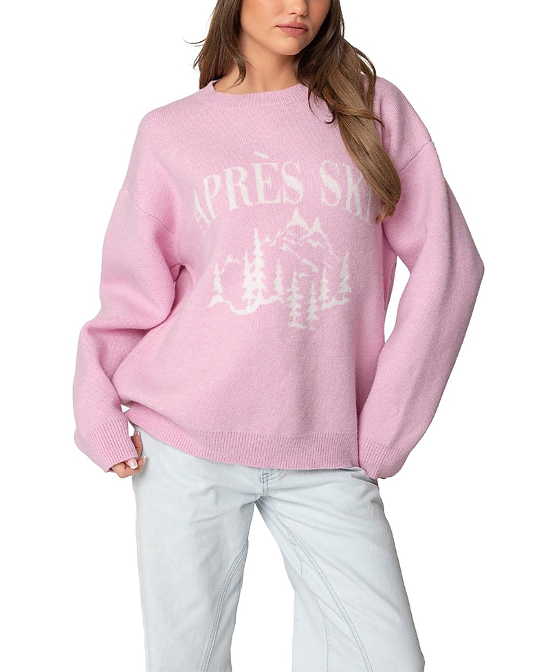 Edikted Apres Ski Oversized Sweater In Pink