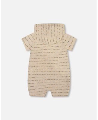 Boys' Printed Organic Cotton Hooded Romper - Baby
