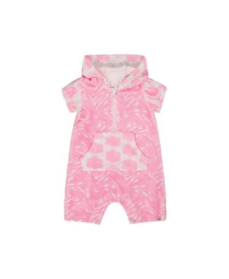 Deux par Deux - Girls' Printed Terry Romper with Hood - Baby