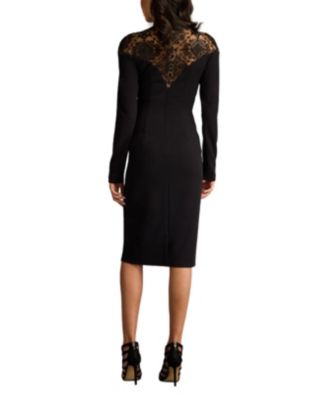 Ebony Deep V Illusion Dress