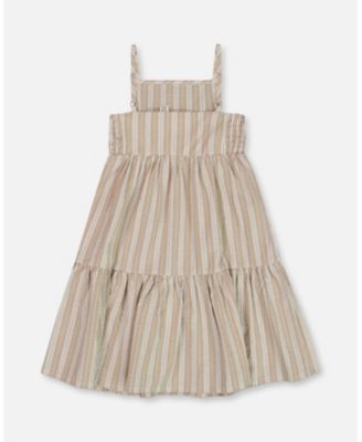  Girls' Sleeveless Linen Striped Dress - Little Kid