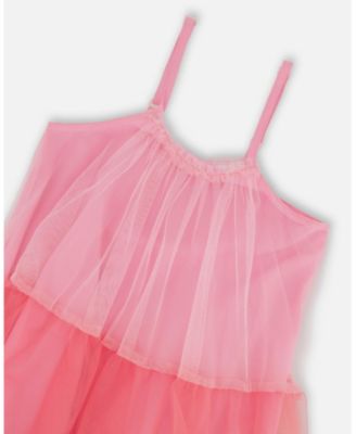  Girls' Sleeveless Color Block Tulle Dress - Big Kid