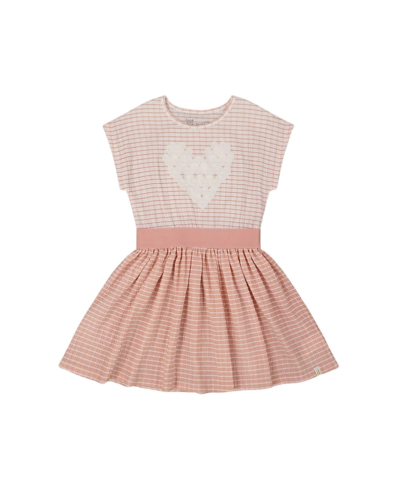 Deux Par Deux Girls' Crinkle Dress With Applique Light - Big Kid In Light Old Pink