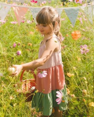  Girls' Tiered Color Block Peasant Dress - Little Kid