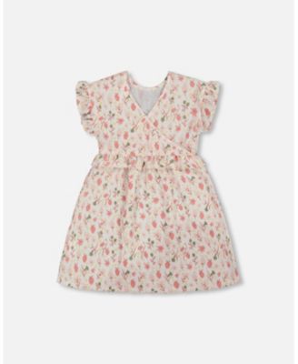  Girls' Printed Seersucker Dress with Frill - Big Kid
