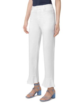 High Rise Ruffle Hem Skimmer Jeans