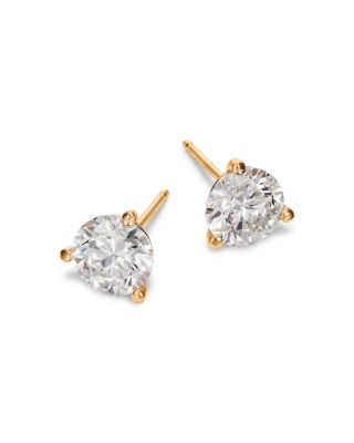 Certified Diamond Martini Set Stud Earrings in 14K Yellow Gold, 2.0 tcw