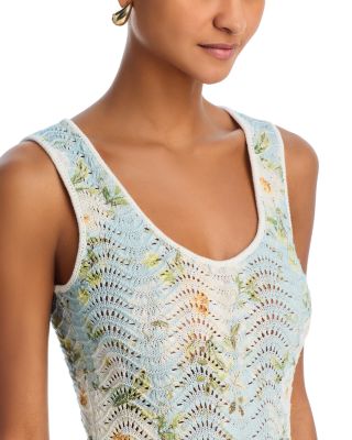 Floral Sweater Knit Crochet Tank Dress - Exclusive