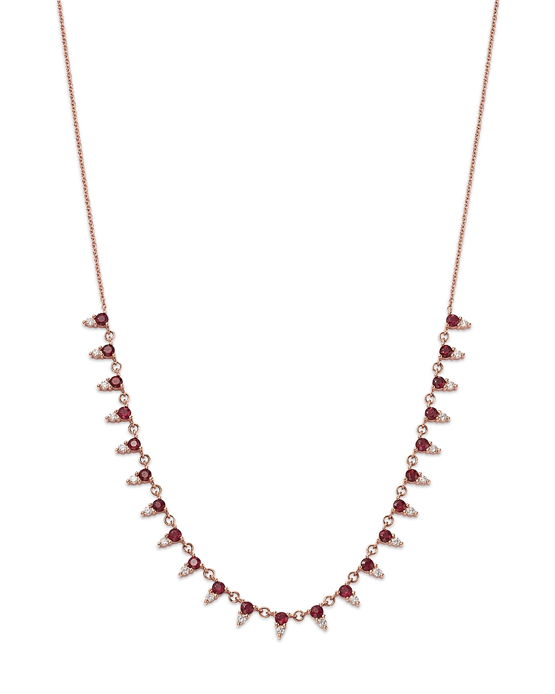 Bloomingdale's Fine Collection Ruby & Diamond Statement Necklace In 14k Rose Gold In Rose Gold