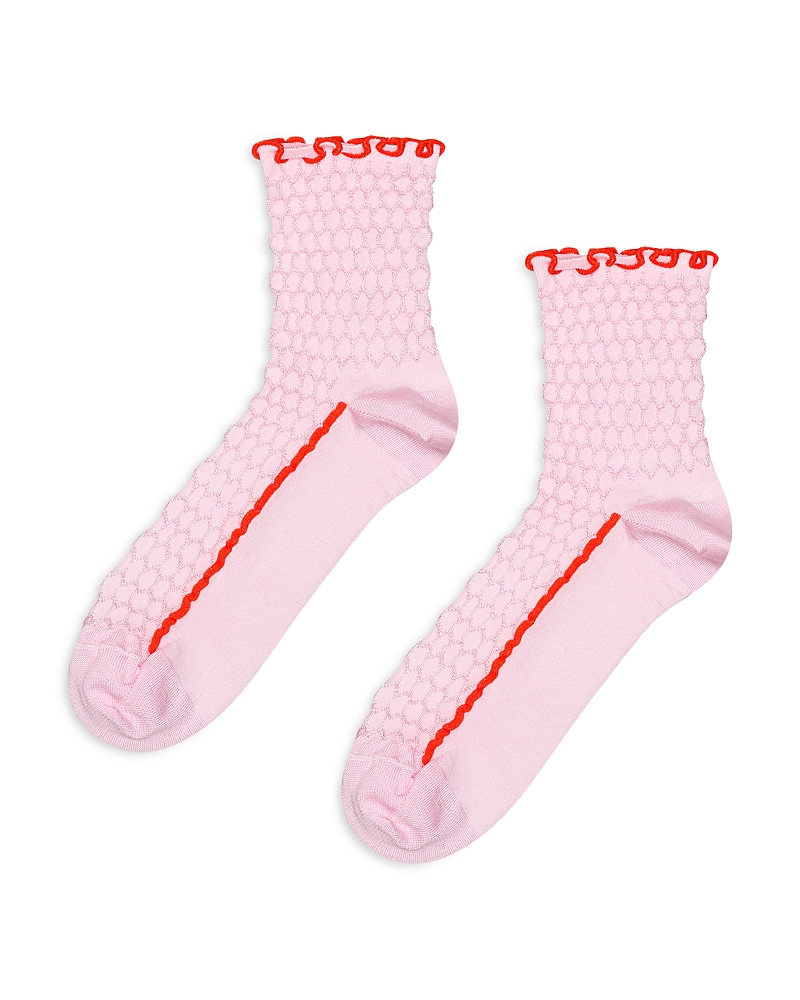 Happy Socks Structure Slinky Quarter Crew Socks In Pink