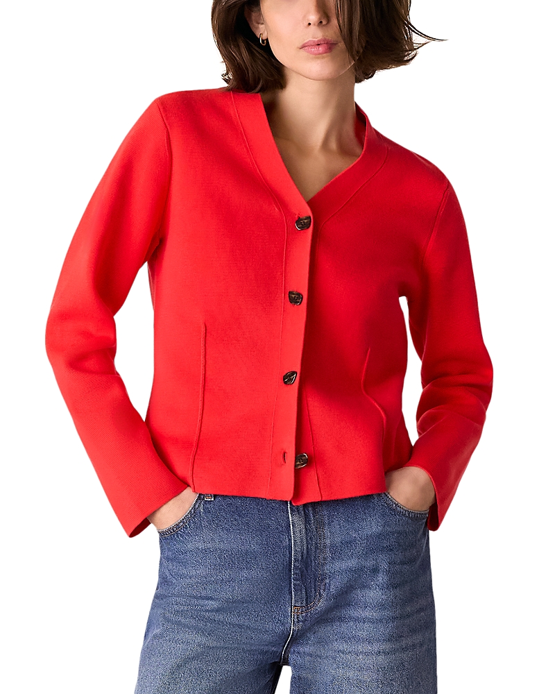 Whistles Seam Detail Cardigan In Red