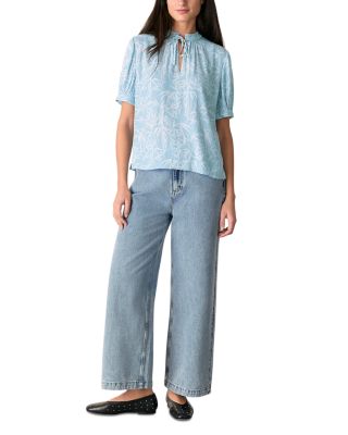 Leaves Tie Neck Blouse