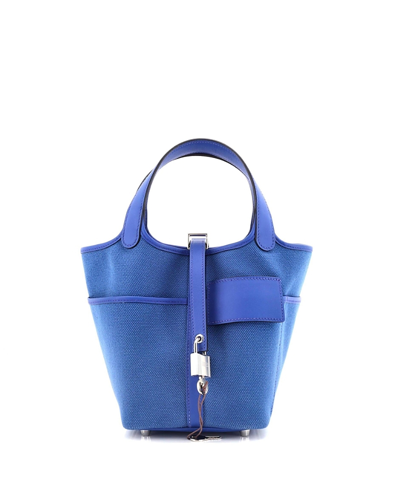 Pre-owned Pre-owned Hermes Hermes Pm Cargo Picotin Lock Bag Canvas And Swift In Blue