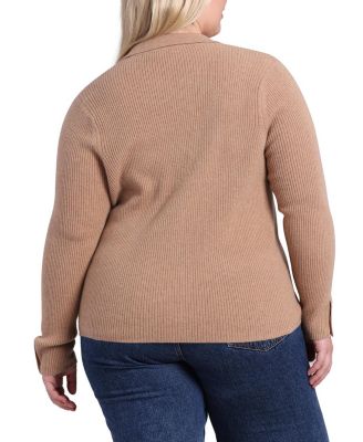 Plus Size Cashmere Ribbed Top with Pockets
