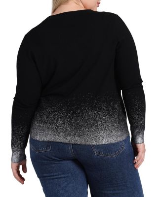Plus Size Viscose Gradient Metallic V-Neck Cardigan