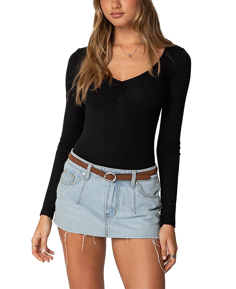 EDIKTED JONAH LONG SLEEVE V NECK BODYSUIT