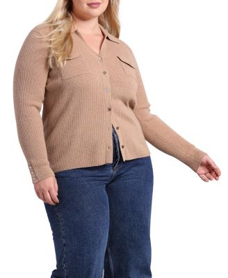 Plus Size Cashmere Ribbed Top with Pockets