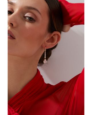 Cubic Zirconia Linear Drop Earrings in 18K Gold Plated