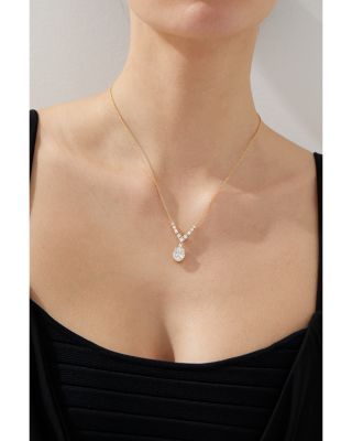 Cubic Zirconia Pendant Necklace in 18K Gold Plated, 16"-18"