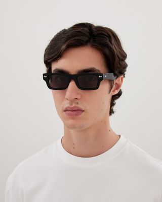 Bold Ribbon Stud Rectangular Sunglasses, 50mm