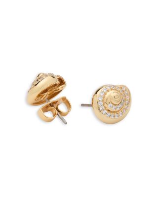 Pav&eacute; Seashell Stud Earrings