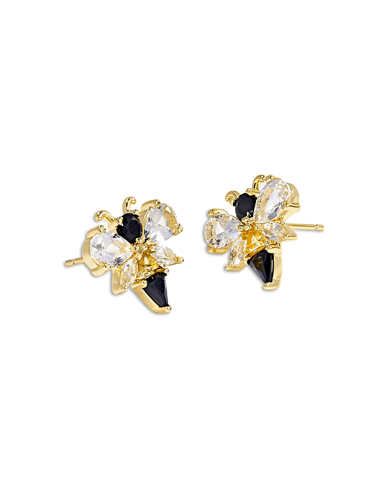 Kendra Scott 14k Gold-plated Crystal Bee Stud Earrings In Black/gold