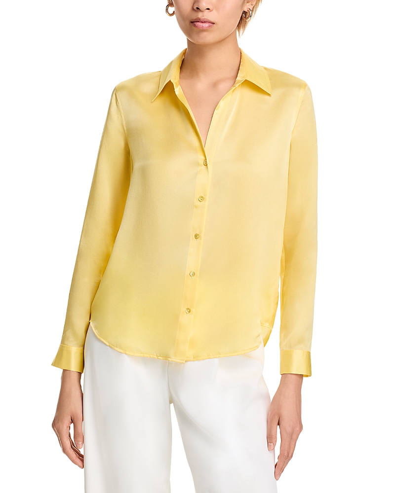 L'agence Tyler Long-sleeve Silk Blouse In Pale Yellow In Pale Yellow
