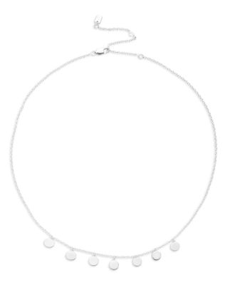 Disc Statement Necklace in Sterling Silver, 16"-19" 