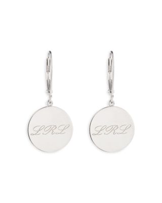 Logo Script Disc Drop Earrings in Sterling Silver