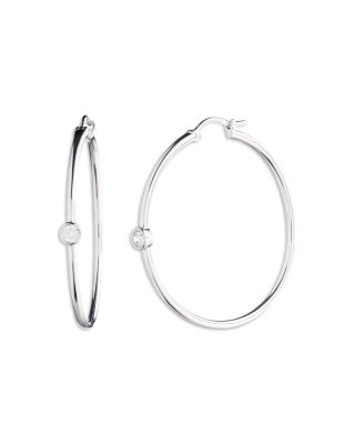 Ralph Lauren - Cubic Zirconia Hoop Earrings in Sterling Silver
