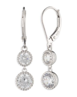 Cubic Zirconia Double Drop Earrings in Sterling Silver