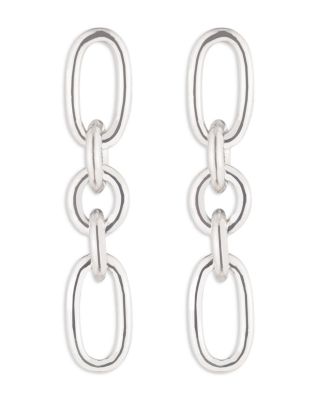Link Linear Drop Earrings in Sterling Silver