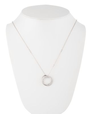 Pav&eacute; Ring Pendant Necklace in Sterling Silver, 16"-19" 