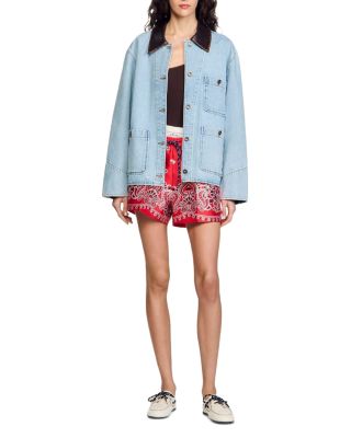 Leather Collar Denim Jacket