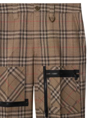 Check Silk Blend Cargo Trousers