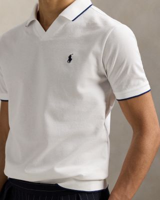 Short Sleeve Tonal Jacquard Mesh Polo Shirt