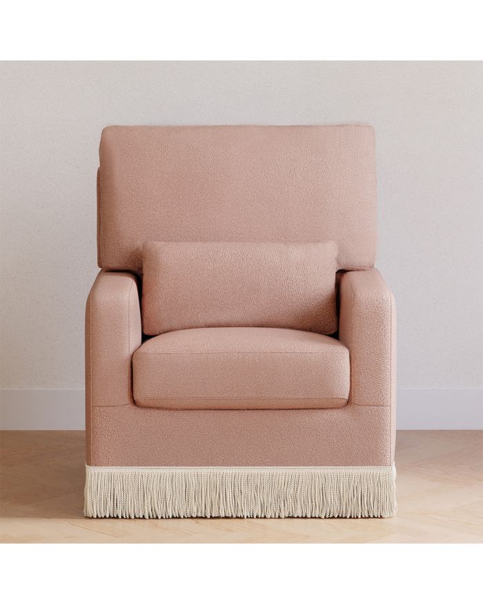 Crawford Pillowback Comfort Swivel Glider - Bouclé with Tassel Fringe