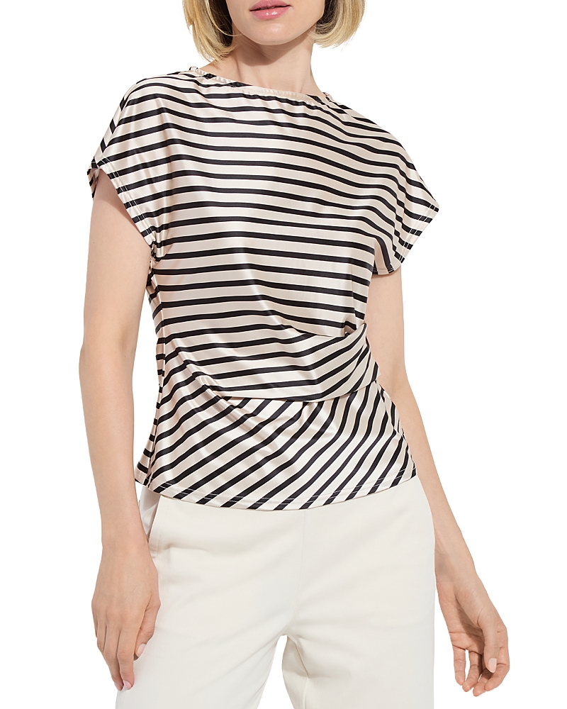 Lyssé Bruna Side Draped Top Printed In Neutral