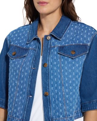 Thea Cropped Crochet Denim Jacket